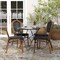 Merrick Lane Mael Set of Four Stacking Thonet Bistro Style Chair with Arms, Textilene Seat, and Bamboo Finished Metal Frame for Indoor/Outdoor Use